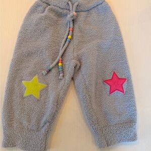 Lola + The Boys Grey Fleece Joggers with Yellow & Pink Star Patches